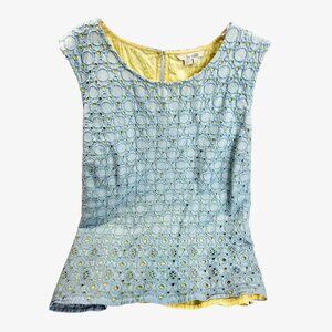 BODEN Sleeveless Eyelet Top, Blue-green, 18